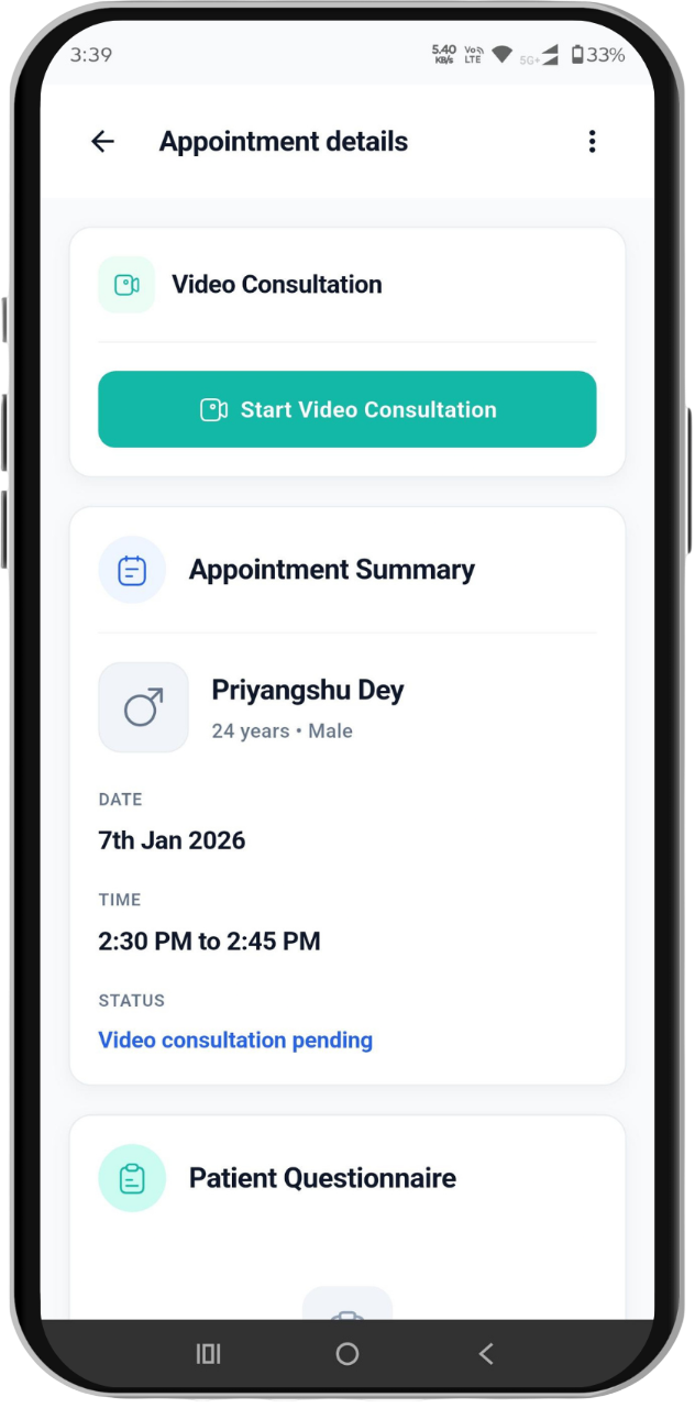 Doctor app appointment details